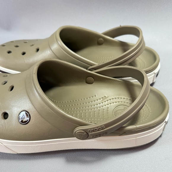 CROCS Crocband II Light Olive Green Slip-On Clogs with White Soles - Picture 6 of 11